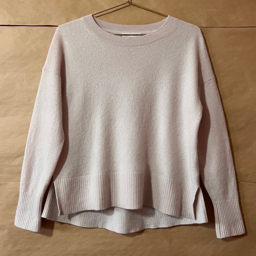 The White Company | Cashmere Crewneck Boxy Jumper Sweater Petal Pink Size M
